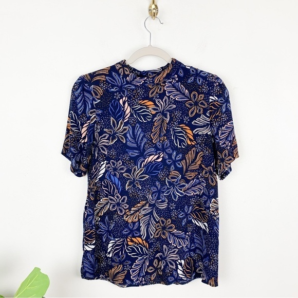 Soaked in Luxury Tops - Soaked in Luxury Tropical Floral Mock Neck Top Sz L